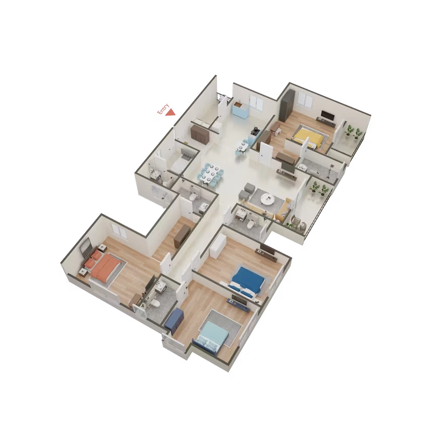 4 bhk unit plan